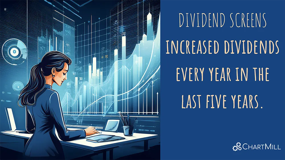 Dividend screens - Best dividend stocks whose dividends have increased every year in the last five years.  Image