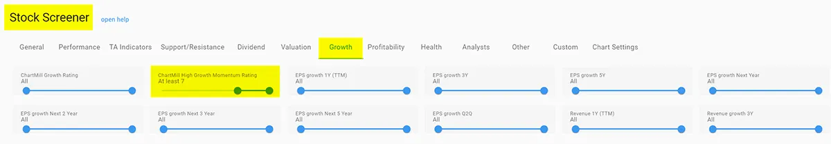 EPS Growth Q2Q filters